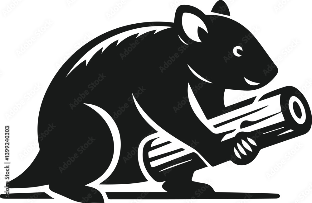 Fototapeta premium Vector silhouette of a wombat