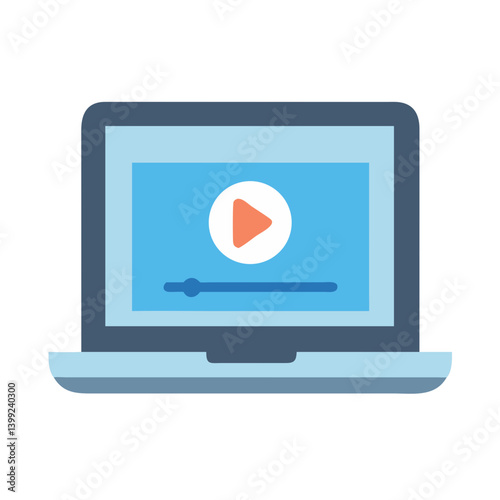 Laptop Screen Showing Video Player Icon Design