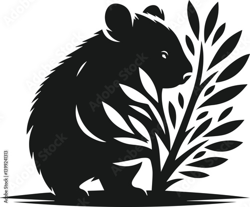 Vector silhouette of a wombat