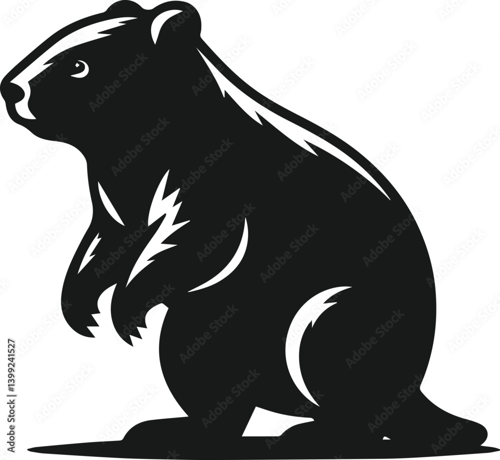 Fototapeta premium Vector silhouette of a wombat