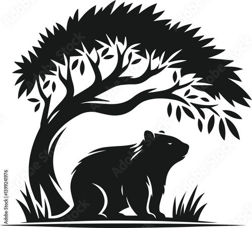 Vector silhouette of a wombat