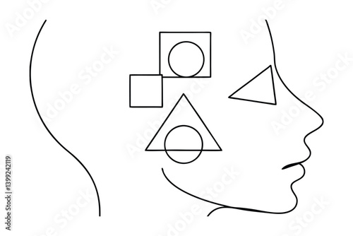Abstract Geometric Mind Conceptual Illustration Of Thought Process And Mental Activity Minimalist Line Art Style Exploring Ideas And Creativity