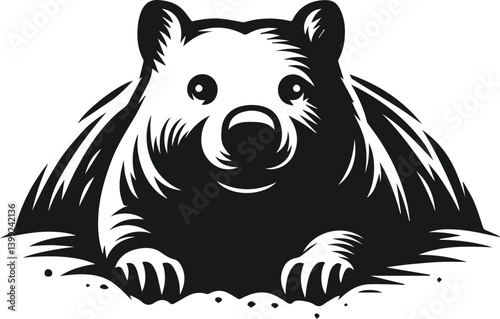 Vector silhouette of a wombat