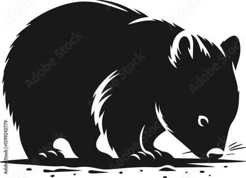 Vector silhouette of a wombat