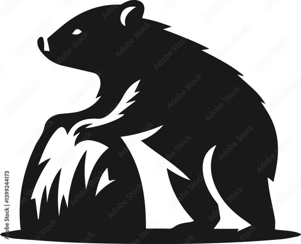 Fototapeta premium Vector silhouette of a wombat