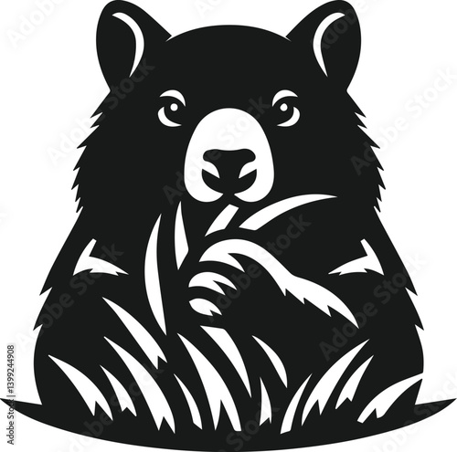 Vector silhouette of a wombat
