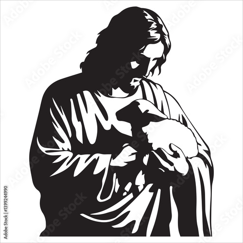 Jesus Holding a Lamb vector