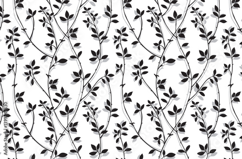 Silhouette Leaf Pattern, Black Shado