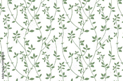 Silhouette Leaf Pattern, Green