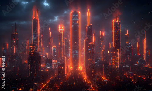 Wallpaper Mural Futuristic glowing cityscape Torontodigital.ca