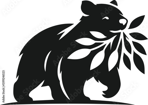 Vector silhouette of a wombat