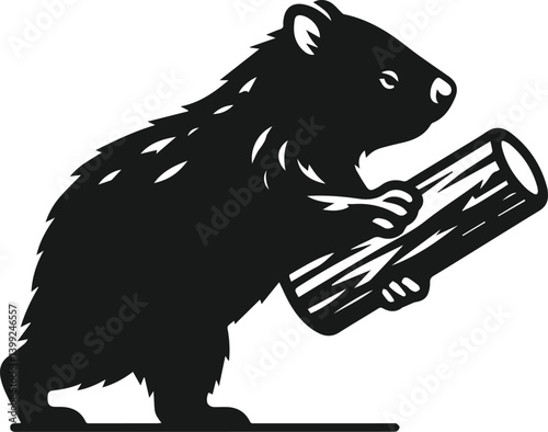 Vector silhouette of a wombat