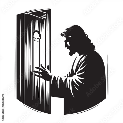 Jesus Knocking on a Door vector