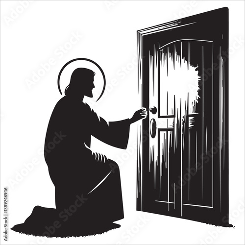 Jesus Knocking on a Door vector