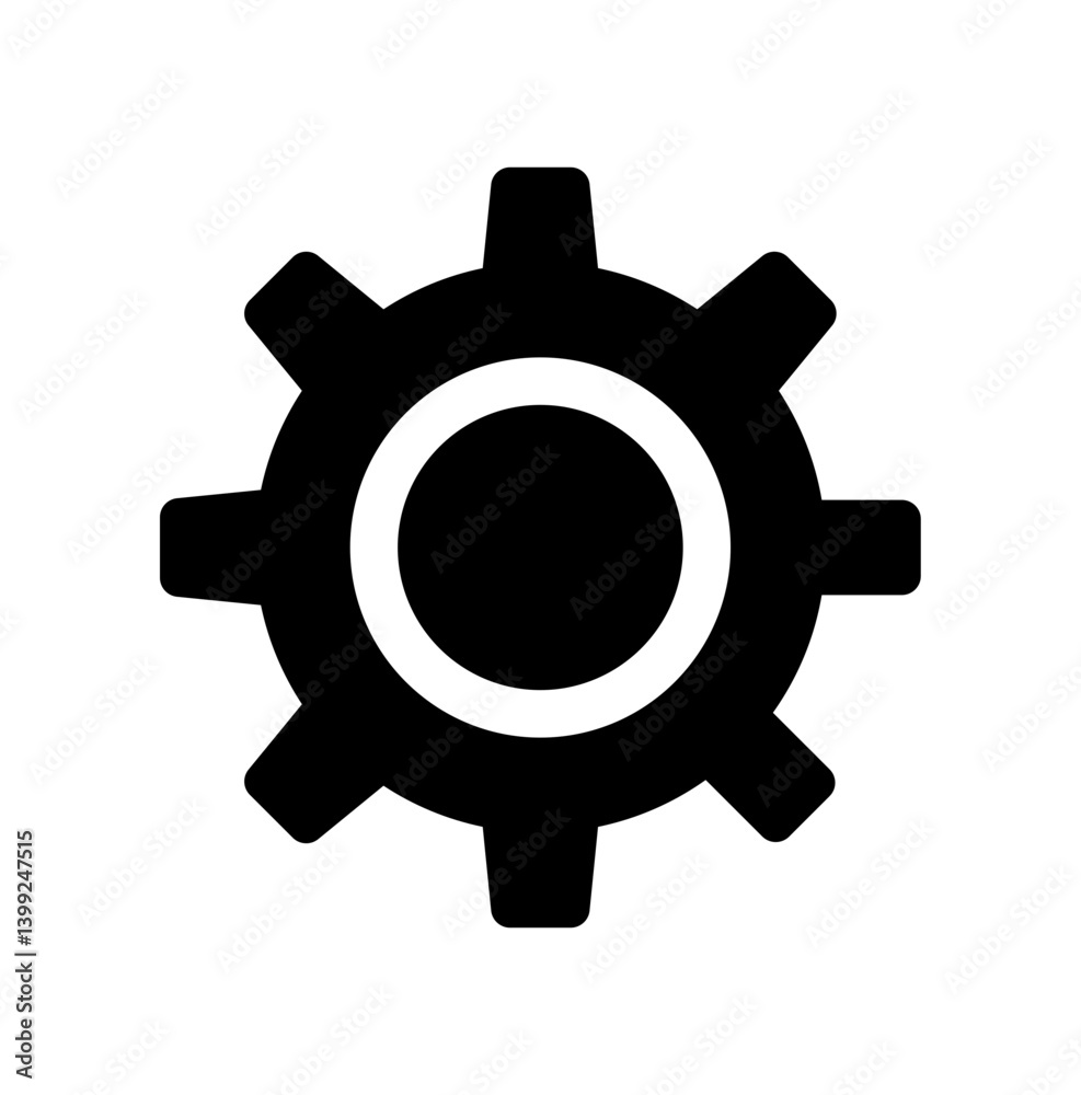 simple flat icon of a gear or settings wheel. black silhouette design isolated on white background, perfect for engineering, technology, and maintenance concepts. option vector illustration simple flat icon of a gear or settings wheel. black silhouette design isolated on white background, perfect for engineering, technology, and maintenance concepts. option vector illustration