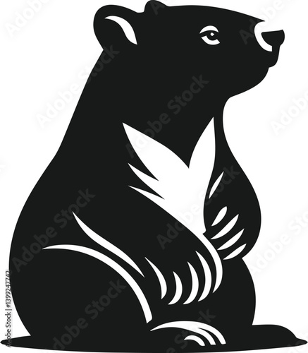Vector silhouette of a wombat