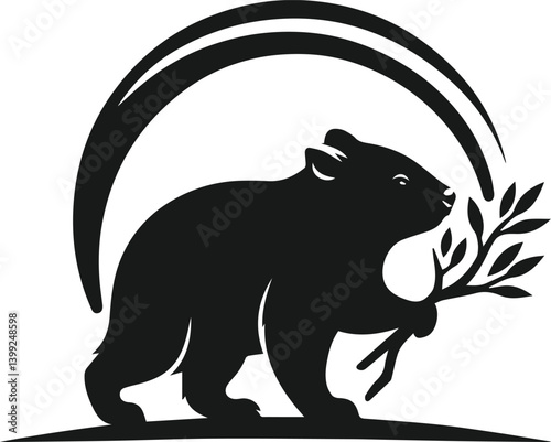 Vector silhouette of a wombat