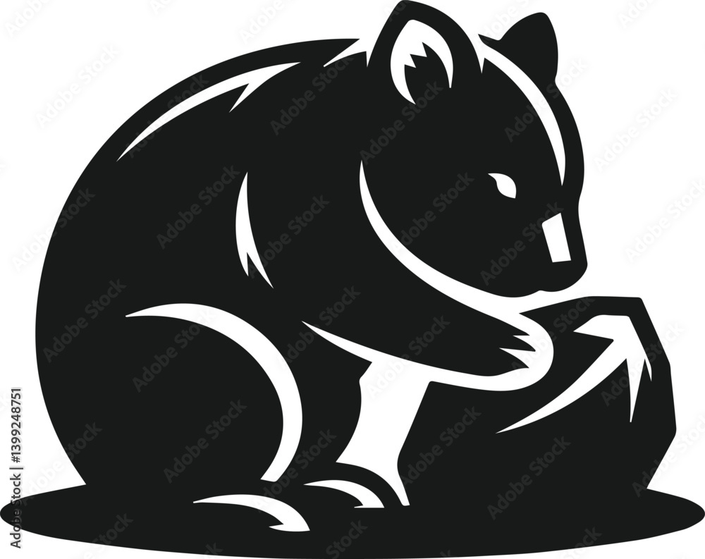 Fototapeta premium Vector silhouette of a wombat