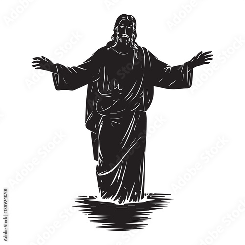 Praying Jesus silhouette vector, 