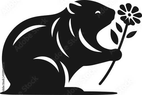Vector silhouette of a wombat