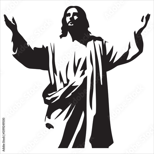 Praying Jesus silhouette vector, 