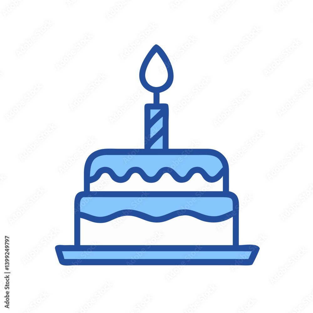 Birthday Cake with Lit Candle Icon Design Birthday Cake with Lit Candle Icon Design