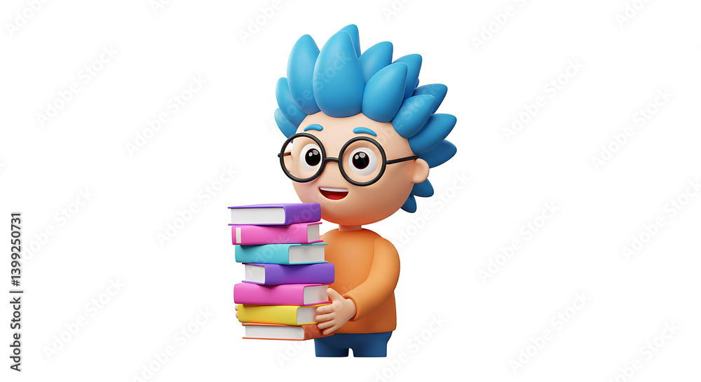 Animated student happily carries a stack of colorful books, ready to learn and eager to dive into reading, educational resources. Animated student happily carries a stack of colorful books, ready to learn and eager to dive into reading, educational resources.