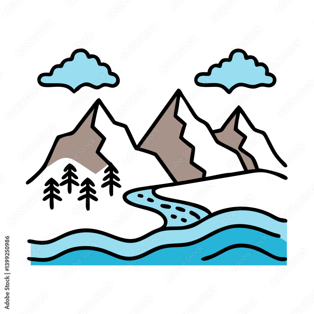 mountain river icon, mountain river vector illustration-simple illustration of mountain river, perfect for mountain river logos and icons mountain river icon, mountain river vector illustration-simple illustration of mountain river, perfect for mountain river logos and icons