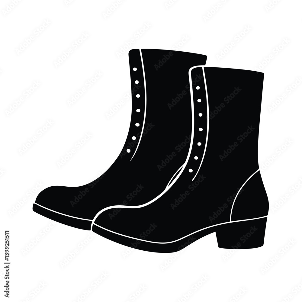 Stylish high-heeled fashion boot black isolated on vector art illustration Stylish high-heeled fashion boot black isolated on vector art illustration