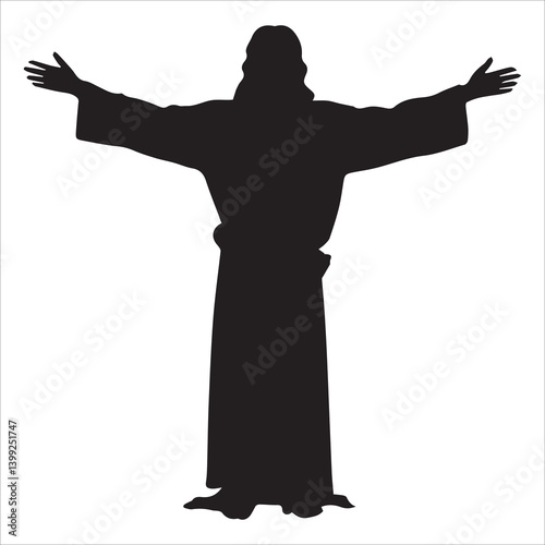Praying Jesus silhouette vector