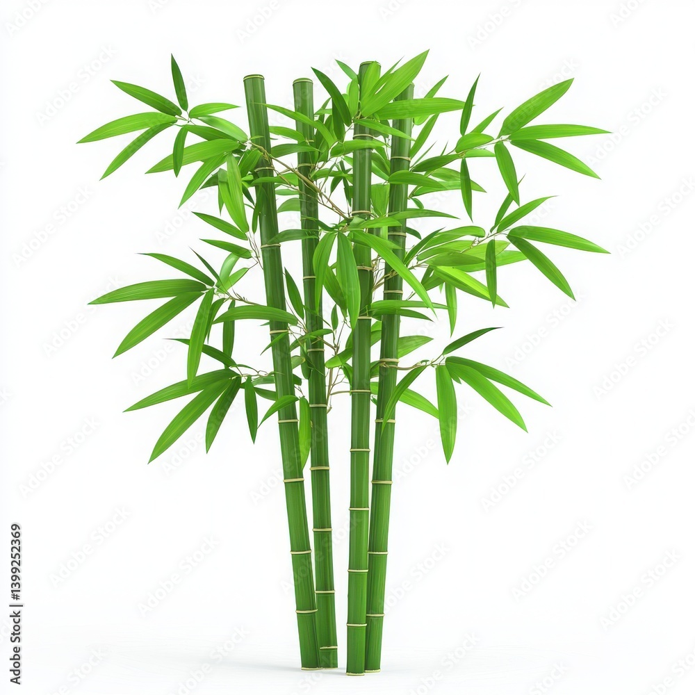Obraz premium A cluster of vibrant green bamboo stalks with lush leaves, symbolizing resilience and harmony in nature.