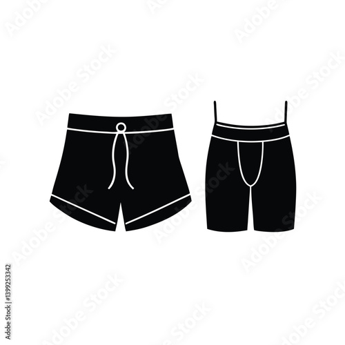 Swimming trunks black isolated on vector art illustration