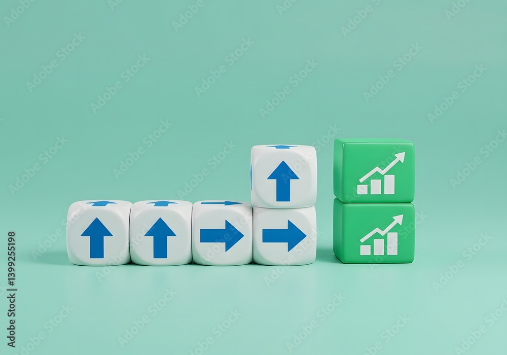 A positive forecast provokes an increase in prices and increased demand. business concept, Positive expectations of investors. Economic trends and financial decisions. white cubes with blue arrows