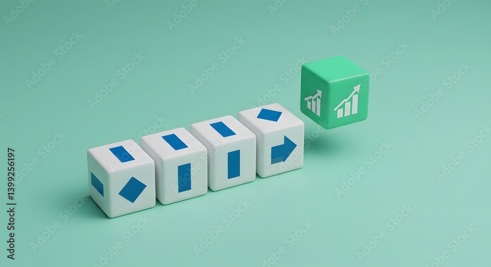 A positive forecast provokes an increase in prices and increased demand. Positive expectations of investors. Economic trends and financial decisions. business concept, white cubes with blue arrows A positive forecast provokes an increase in prices and increased demand. Positive expectations of investors. Economic trends and financial decisions. business concept, white cubes with blue arrows