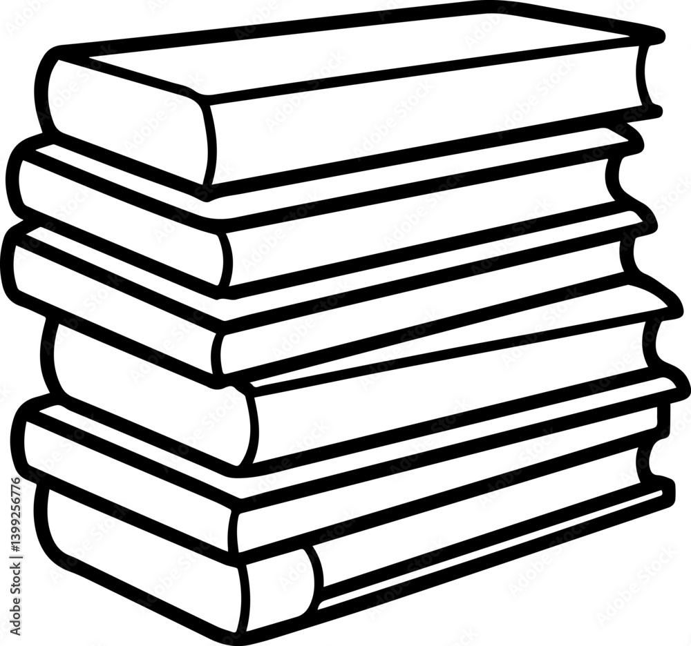 stack of books outline vector illustration line art