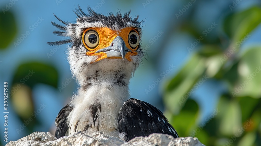 Naklejka premium Close-up Portrait of a Young Collared Caracara