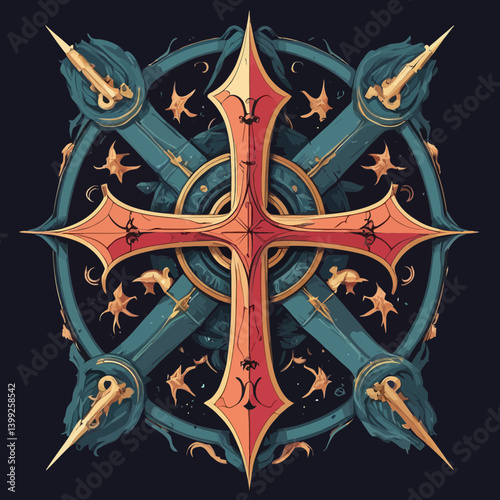 clean occult cross vector