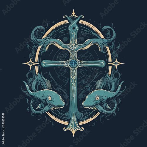 dark cross printable design