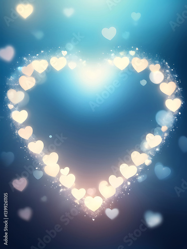 Romantic glowing heart background with bokeh effect,  valentine's day - holiday, glowing, romance, textured, ai photo