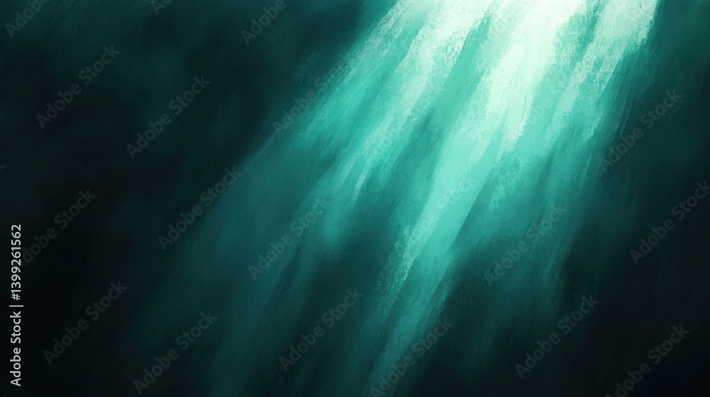 Fototapeta premium Abstract depiction of illuminated light rays descending through darkness