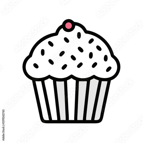 Cupcake with Decorative Sprinkles Icon Design