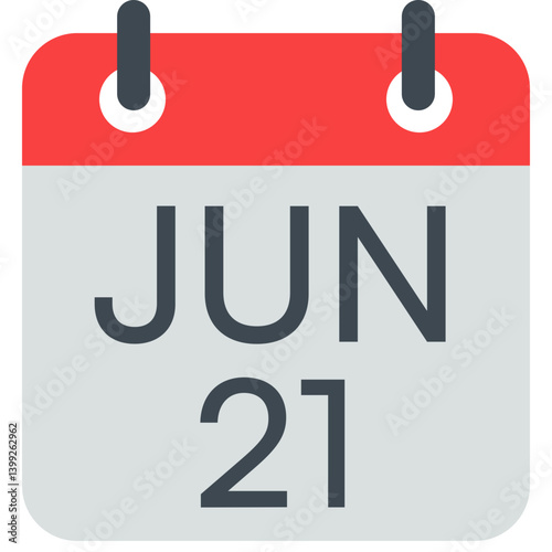 21 June Vector Calendar Icon. Isolated Vector Calendar. 