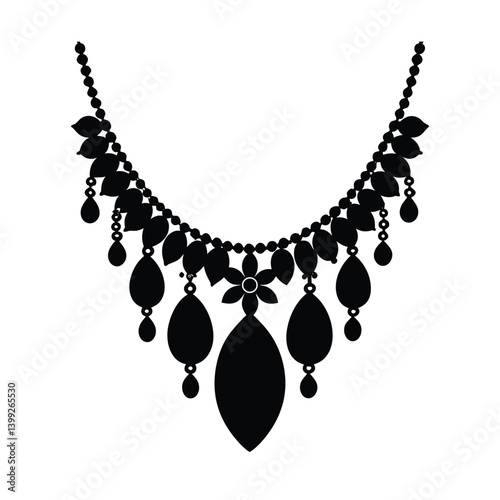A fancy neckless black isolated on vector art illustration
