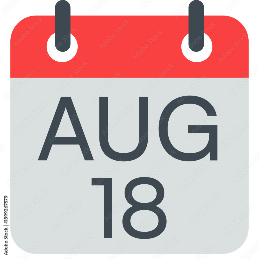 18 August Vector Calendar Icon. Isolated Vector Calendar. 18 August Vector Calendar Icon. Isolated Vector Calendar.