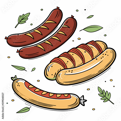 set of hot dogs