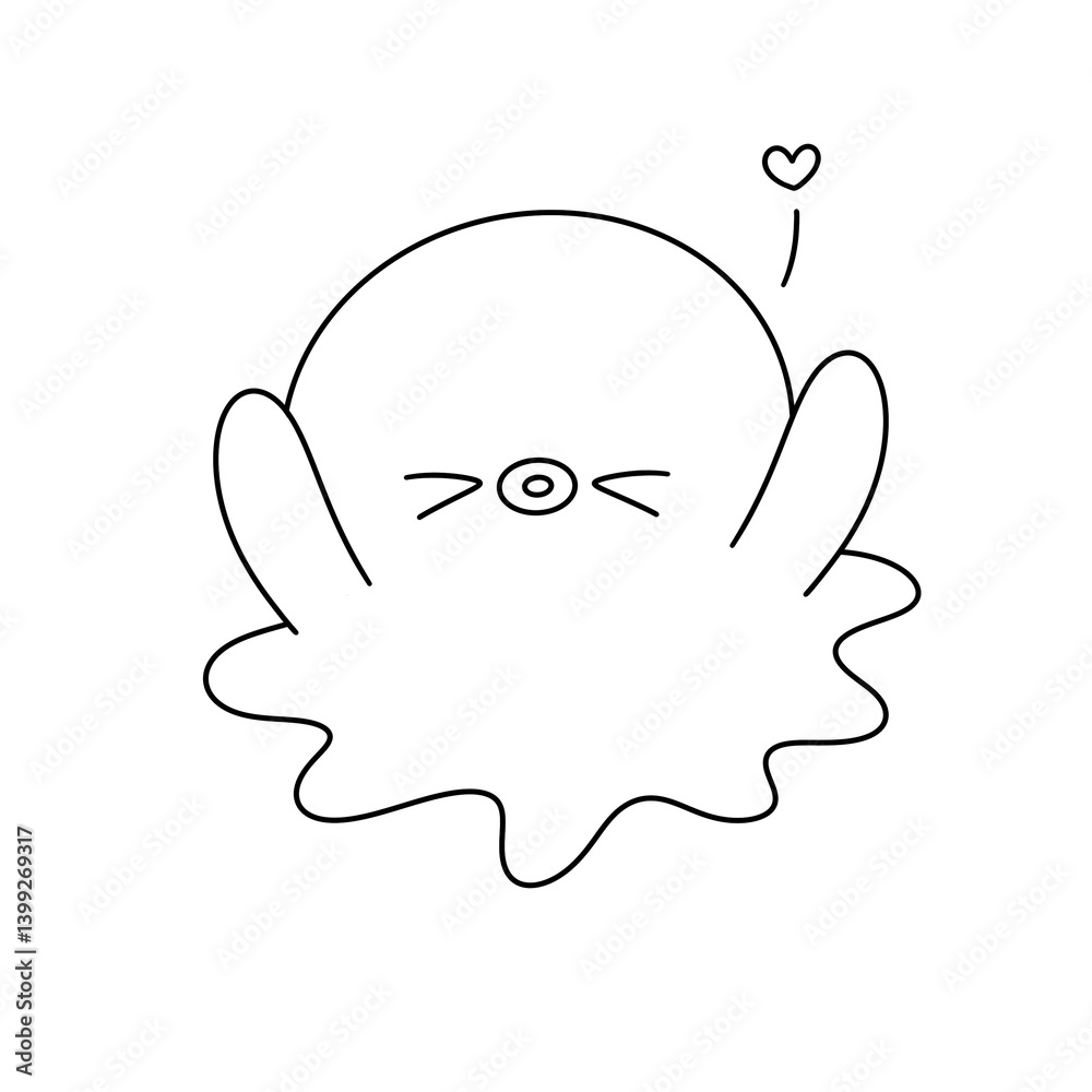 A cute cartoon octopus with a heart on its chest A cute cartoon octopus with a heart on its chest