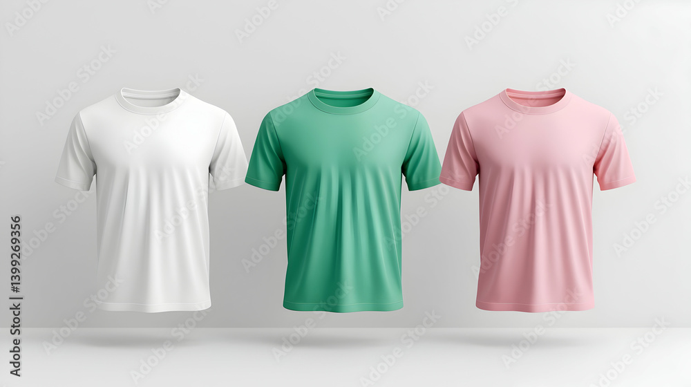 Three Blank Pastel T-Shirt Mockups