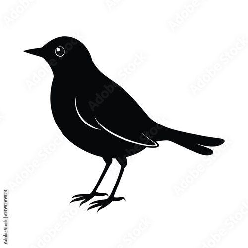 Lark Silhouette Vector Art Design and Black and White Lark Bird Vector Illustration