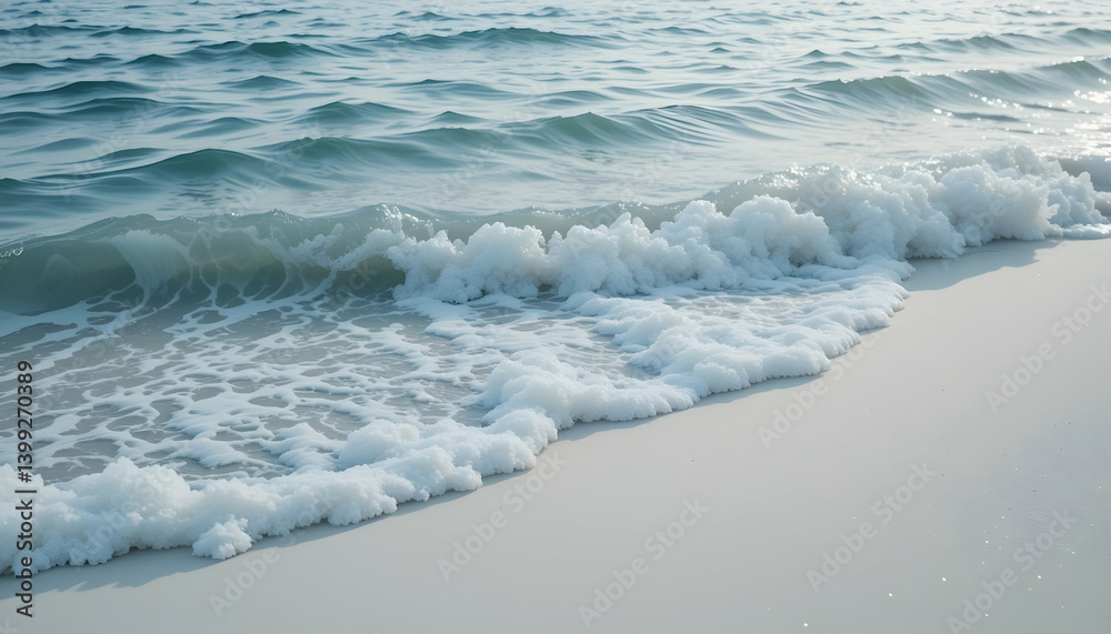 Azure Tide: Gentle Waves Lapping on Pristine White Sand Shoreline Azure Tide: Gentle Waves Lapping on Pristine White Sand Shoreline