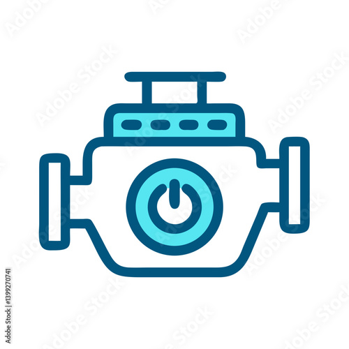 Engine Block with Power Symbol Icon Design